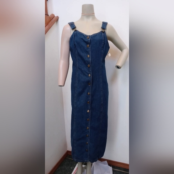 Vintage NWT Neutral Zone Misses 11/12 Denim Overall Jumper Dress - Picture 1 of 12